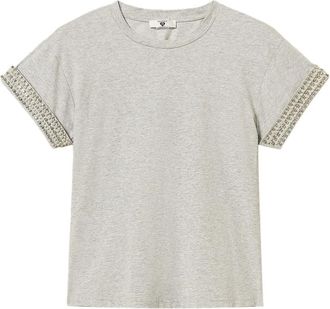 Twin-Set T-shirt con strass e perle - Grigio