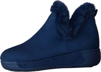 Generic Womens Winter Ankle Boots Warm Faux Fur Lining Slip On Snow Boots Casual Cozy Flat Loafer Shoes Warm Anti-Slip Short Boot Wide Fit Hiking Booties Plus