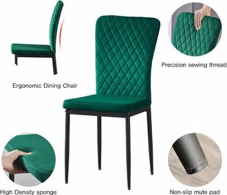 Ainpecca Ainpecca - Set of 4 Dining Chairs High Back Velvet Office Kitchen Chair Living Home-Green