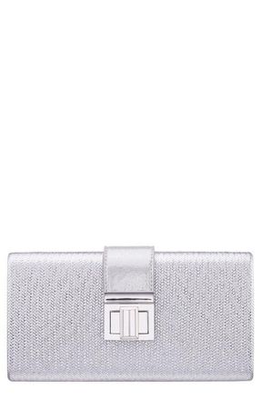 Nina Presly Faux Leather Clutch in Antique Silver at Nordstrom