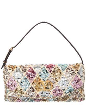 Valentino De Vain Small Sequin & Leather Pouchette