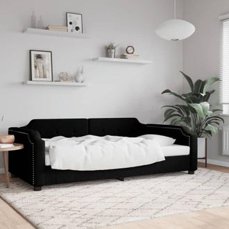 vidaXL Furniture Limited - Sof&aacute; Cama Sin Colch&oacute;n Tela Negro 90x190 Cm