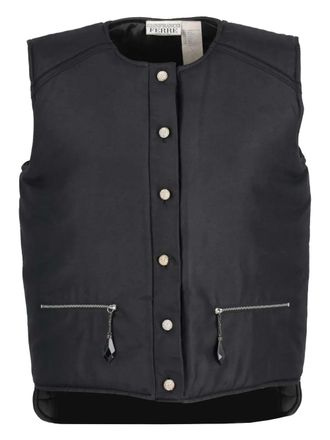 Gianfranco Ferre padded gem-button gilet - women - Nylon/Rayon/Silk/Fabric - 40 - Black