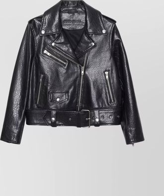 Stand Studio biker jacket with belted waist and epaulettes