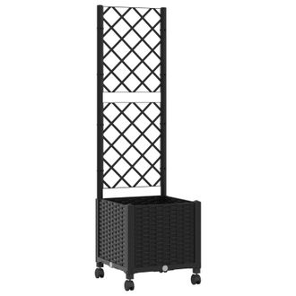 vidaXL Jardinera Con Enrejado Y Ruedas Negro 40 X 40 X 146 Cm Pp Vidaxl