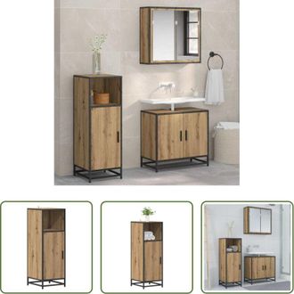 vidaXL Scaffale per bagno - Set di mobili per il bagno con lo scaffale Rovere artigianale