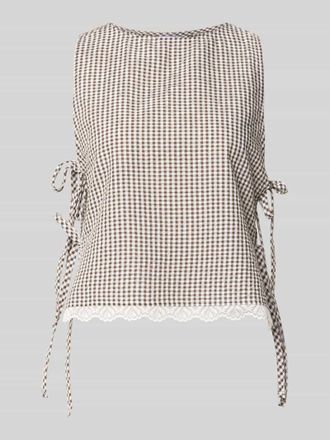 Noisy May Blusentop mit seitlicher Schn&uuml;rung Modell ELIZA in Mittelbraun, Gr&ouml;&szlig;e XS