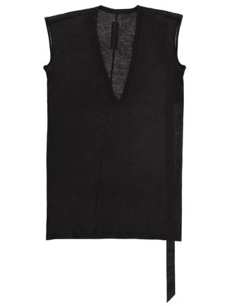 Rick Owens Black Dylan T Sleeveless Raw Edge T-Shirt