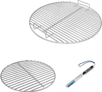 OEM Parrillas De Cocci&oacute;n, Acero Niquelado, 44,5 Cm, Parrilla Para Carb&oacute;n, 34 Cm, Term&oacute;metro, Para Barbacoa Weber De 47 Cm