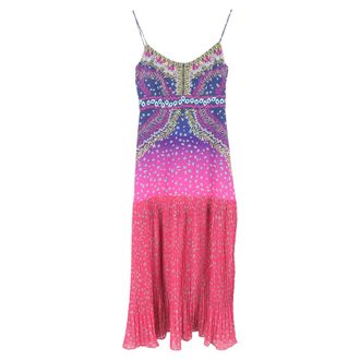 Saloni Printed Long Dress in Multicolor Silk