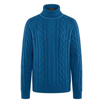 Moorer Truien & Vesten, Heren, Blauw, M, Kasjmier, High Neck Sweater Intense