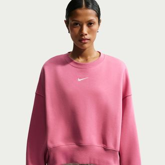 Nike Womens Nike Sportswear Phoenix Fleece Over-Oversized Crew-Neck Sweatshirt in Pink | DQ5761-641