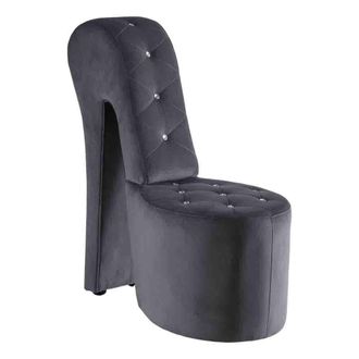 Best Master Furniture Tristram 19 Velvet High Heel Shoe Chair in Gray