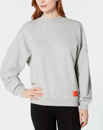 Calvin Klein Monogram Lounge Long Sleeve Sweatshirt In Gray