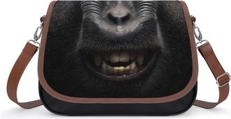 Generic Big Monkey Orangotan Face Crossbody Bags for Women Shoulder Messenger Bag Purse Handbags