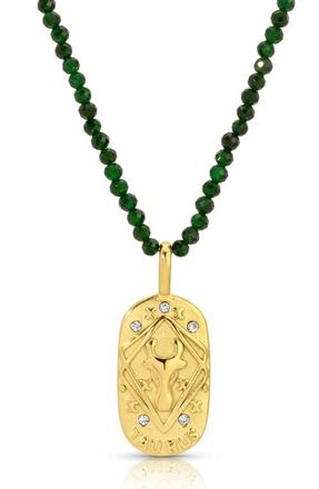 Kozakh Sunrise Zodiac Pendant Necklace in Gold/green Taurus at Nordstrom