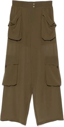Pinko Broeken - Dames - Wijde Broeken - Groen - M - Polyester - Broeken