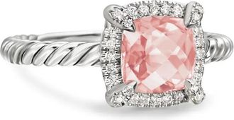 David Yurman Anello Petite Chatelaine in argento sterling con morganite e diamanti (7mm)