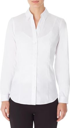 Jones New York Solid Button-Up Cotton Shirt in White at Nordstrom, Size X-Small P