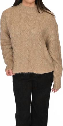 Astr Violetta Textured Crochet Sweater In Tan