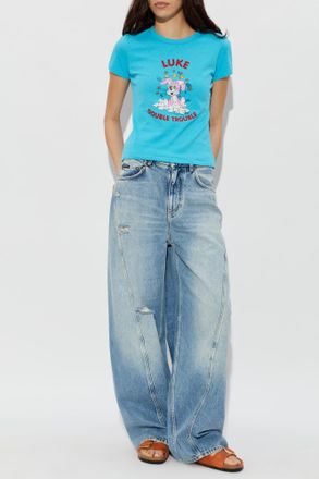 Kenzo T-shirt With Print, Womens, Blue