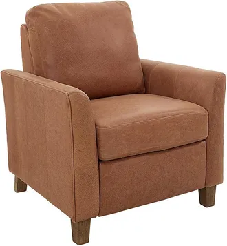 Ballard Designs Layla Leather Recliner - Cognac with walnut - Ballard Designs