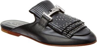 Tod's TodS Double T Embellished Fringe Leather Mule