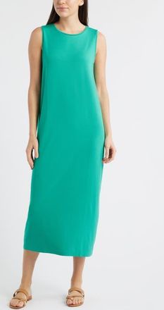 Eileen Fisher Round Neck Oval Stretch Sleeveless Midi Dress in Sea Star at Nordstrom, Size Xx-Small