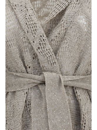 Brunello Cucinelli Womens Cardigan, Cotton And Linen, Cool Beige Sweater