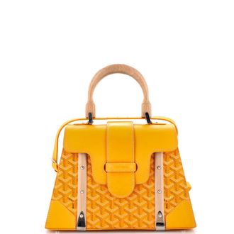 Goyard Saigon Top Handle Bag Coated Canvas with Leather PM
