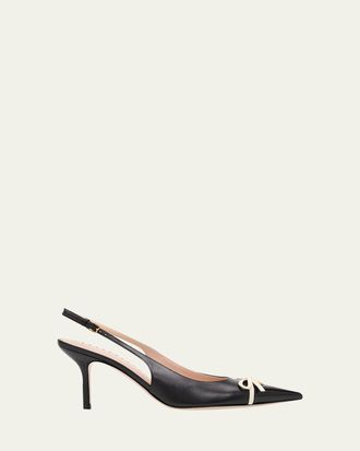 Valentino Garavani 45mm Bepointy Patent Leather and Kidskin Slingback Pumps