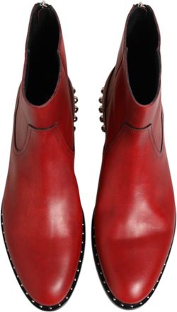 Dolce & Gabbana Mens Red Studded Chelsea Short Ankle Boots Shoes 100lf