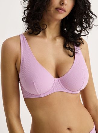 Miiyu Womens Unpadded ribbed high apex plunge bra
