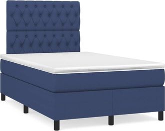 vidaXL Vidaxl - Cama Box Spring Con Colch&oacute;n Y Luces Led Tela Azul 120x190 Cm