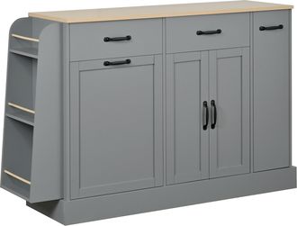 STILVORA Aparador De Cocina Con 2 Puertas, 2 Cajones, Compartimento Para Cubo Y Estante Abierto, En Mdf, Gris, 133.5&times;40&times;86 Cm