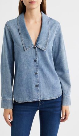 Frame Denim The Low Collar Denim Button-Up Shirt in Confessional at Nordstrom, Size X-Small