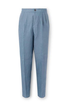 Brunello Cucinelli Straight-Leg Pleated Linen Suit Trousers