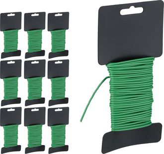 OEM Paquete De 10 Rollos De Alambre, 10 M De Largo, 2,8 Mm De Di&aacute;metro, Recubierto, Accesorios De Jardiner&iacute;a, Verde