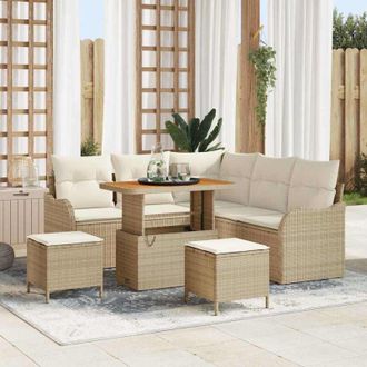 vidaXL Conjunto De Sof&aacute; De Jard&iacute;n 8 Pcs Beige Rat&aacute;n Sint&eacute;tico Vidaxl