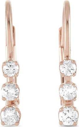 Luxury Bazaar Orecchini con pendente in oro rosa 14 carati con diamanti