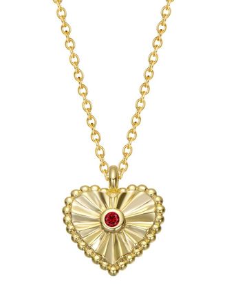 Rachel Glauber 14K Plated Cz Ruby Necklace