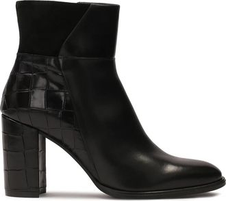 Kazar Zwarte stiletto laarzen gemaakt van gecombineerde materialen - Dames - Laarzen met Hak - Zwart - 37 EU - Leer - Schoenen