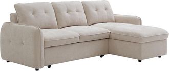 Vente-Unique Divano Letto Angolare Reversibile In Tessuto Testurizzato Beige - Pobava