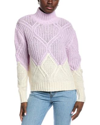 Autumn Cashmere Two-Tone Diamond Cashmere-Blend Sweater