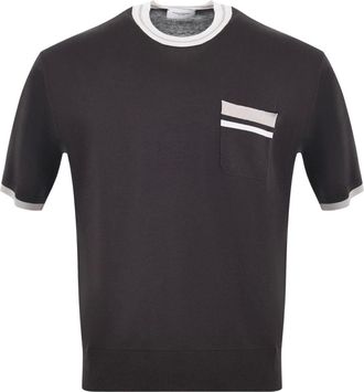Paolo Pecora Truien & Vesten, Heren, Bruin, L, Katoen, Ribbed Ronde Hals T-shirt