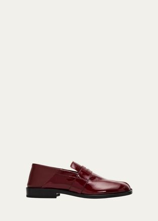 Maison Margiela Tabi Crinkled Patent Leather Penny Loafers