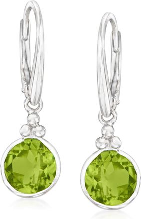 Ross-Simons Peridot Drop Earrings in Sterling Silver