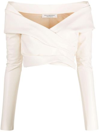 Philosophy di Lorenzo Serafini Top crop con spalle scoperte - Toni neutri
