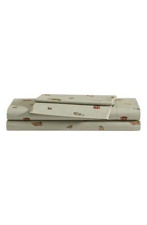 Eddie Bauer Sea Planes 200 Thread Count 100% Cotton Percale Sheet Set in Light /Medium Green at Nordstrom Rack, Size Queen