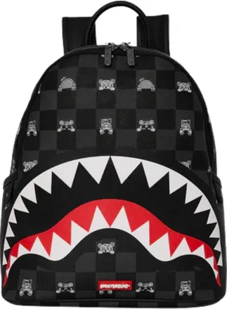 Sprayground Gray Peeking Character Check Savage Backpack Black B8908